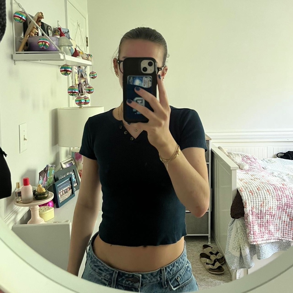 BDG Dark Blue Short Sleeve Top